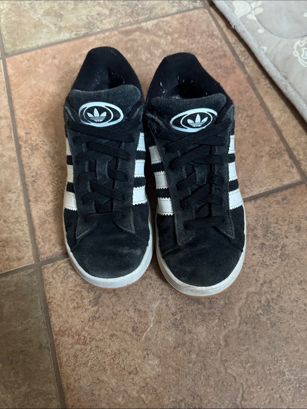 adidas Kids Black and White Suede Sneakers with Three Stripes